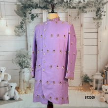 Load image into Gallery viewer, BT2506 Lavender Embroidered Dad Son Indo-Western Kurta | Custom Party Wear for Weddings &amp; Family
