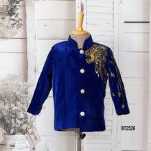 Load image into Gallery viewer, BT2526 Lion Embroidered  Designer Baby Boy Velvet Party Wear Jacket
