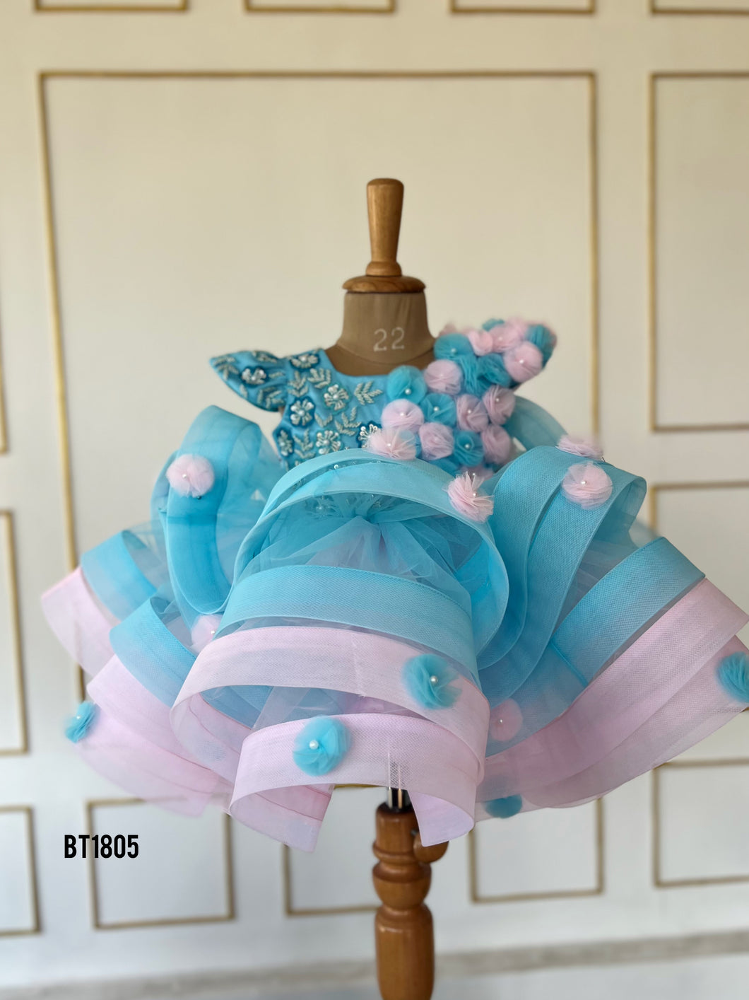 BT1805 Pastel Petal Perfection Dress - Blooms of Baby Elegance