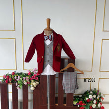 Load image into Gallery viewer, BT2333 🎩 Dapper Prince Red Blazer Set – A Royal Statement for Your Little Gentleman! ❤️👑
