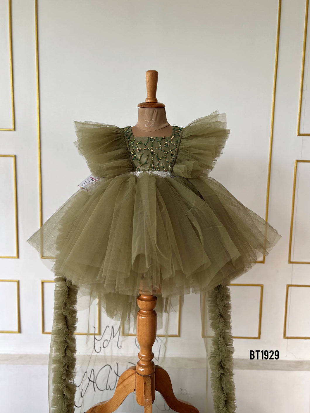 BT1929 Enchanting Olive Green Baby Dress BabyTeen Fashion BT1929 Enchanting Olive Green Baby Dress BabyTeen Fashion