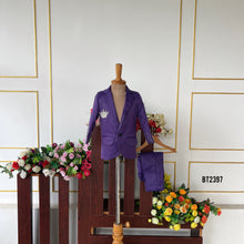 Load image into Gallery viewer, BT2397 Purple Boys Party Wear Blazer with Crown Embroidery – Premium Wedding &amp; Birthday Outfit
