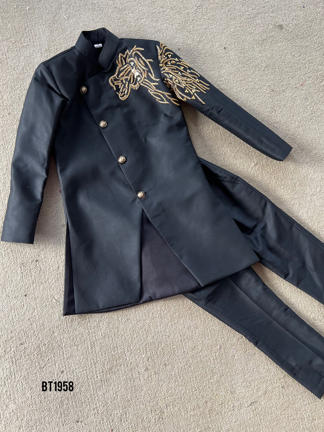 BT1958 Regal Lion Embroidered Party Wear Jacket For Baby Boys