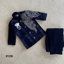 Load image into Gallery viewer, BT2299 🦚 Midnight Majesty Velvet Set – A Regal Look for Your Prince! 👑✨
