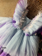 Load image into Gallery viewer, BT1519 Girls Ostrich Feather Multicolour Party wear Frock

