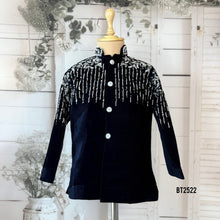 Load image into Gallery viewer, BT2522 Black Velvet Baby Boy Jodhpuri Suit with Silver Embroidery | Premium Party Wear
