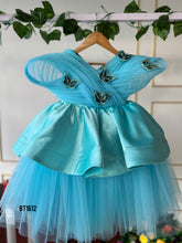 Load image into Gallery viewer, BT1612 Aqua Elegance: Enchanting Butterfly Gown for Tiny Trendsetters
