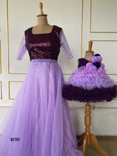 Load image into Gallery viewer, BT797 👗Royal Purple Mom &amp; Baby Duo – Celebrate in Style! 👑💜
