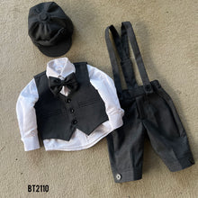 Load image into Gallery viewer, BT2100 Dapper Black Party Wear Suit Set for Little Boys🎩✨
