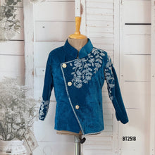 Load image into Gallery viewer, BT2518 Royal Teal Embroidered Baby Boy Indo-Western Jacket for Birthday &amp; Wedding
