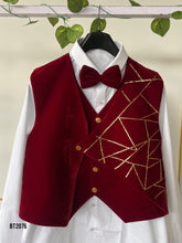 Load image into Gallery viewer, BT2076 Majestic Red Velvet Vest Ensemble for Dad –  Style with a Dashing Daddy Look 👔✨
