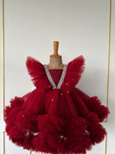 Load image into Gallery viewer, BT2013 💎 Ruby Red Glam Dress – A Sparkling Choice for Your Little Star 🌟❤️
