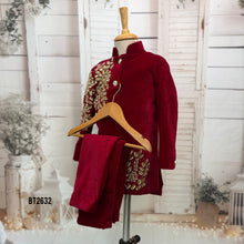 Load image into Gallery viewer, BT2632 Royal Red Embroidered Sherwani for Baby Boy | Luxury Birthday &amp; Wedding Party Wear
