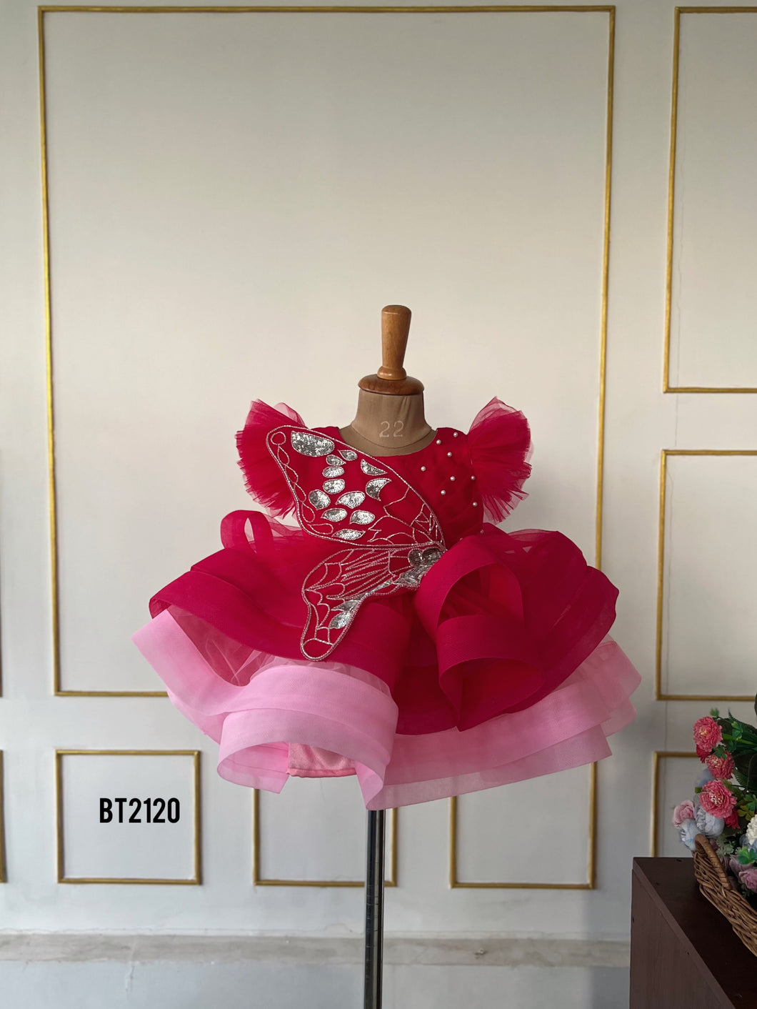 BT2120 🎉 Radiant Red Delight: Customizable Dress for Little Stars! 🌟