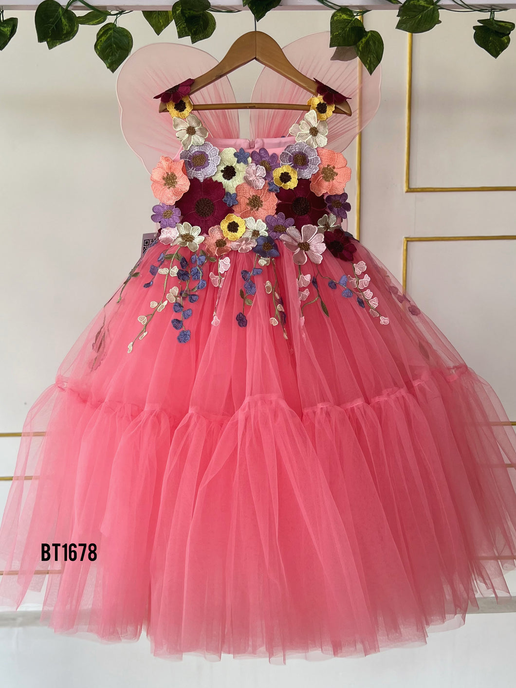 BT1678 Flower Theme Luxury Party Wear with Butterfly Wings
