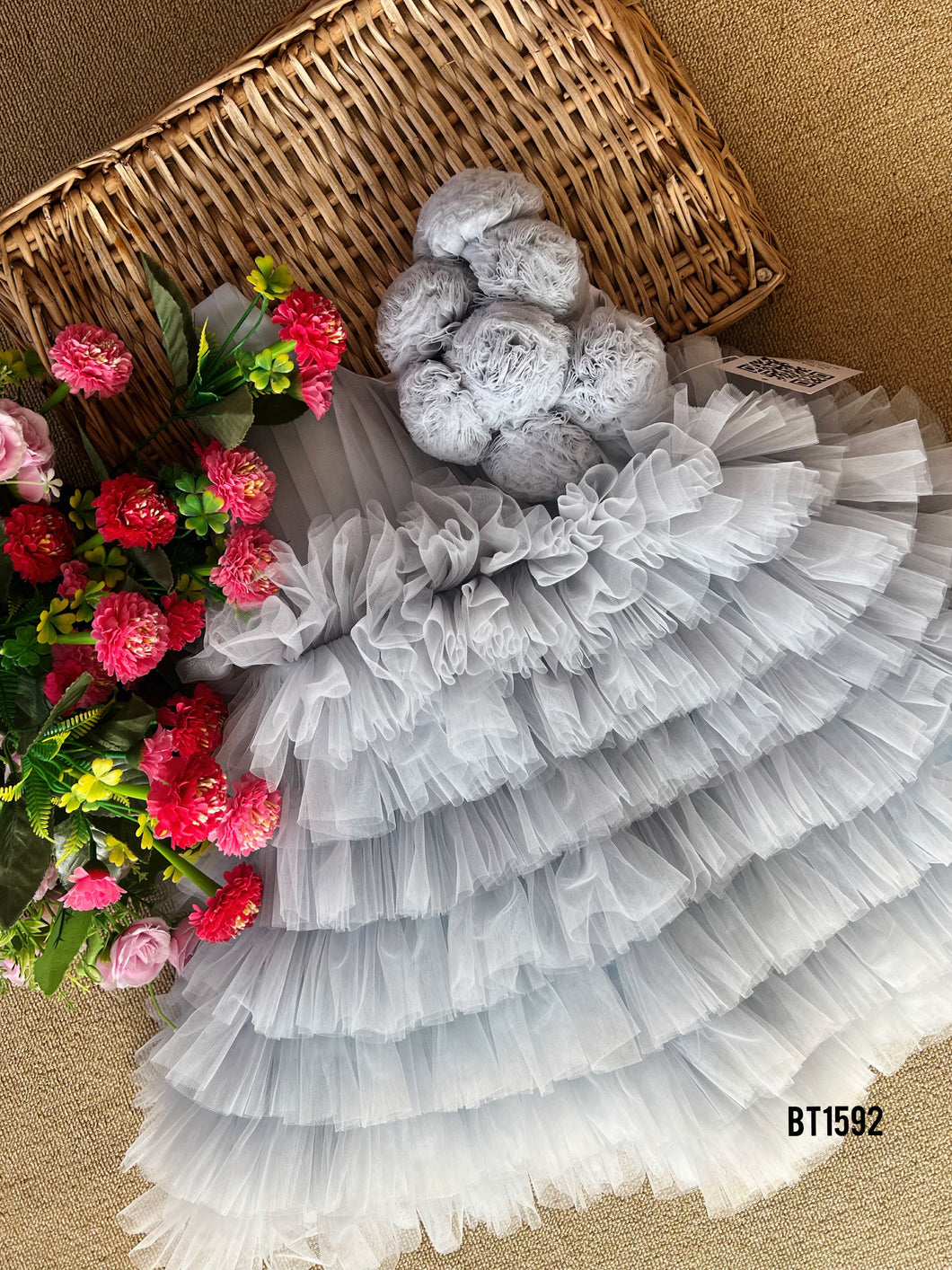 BT1592 Whimsical Pastel Ruffle Blossom Dress