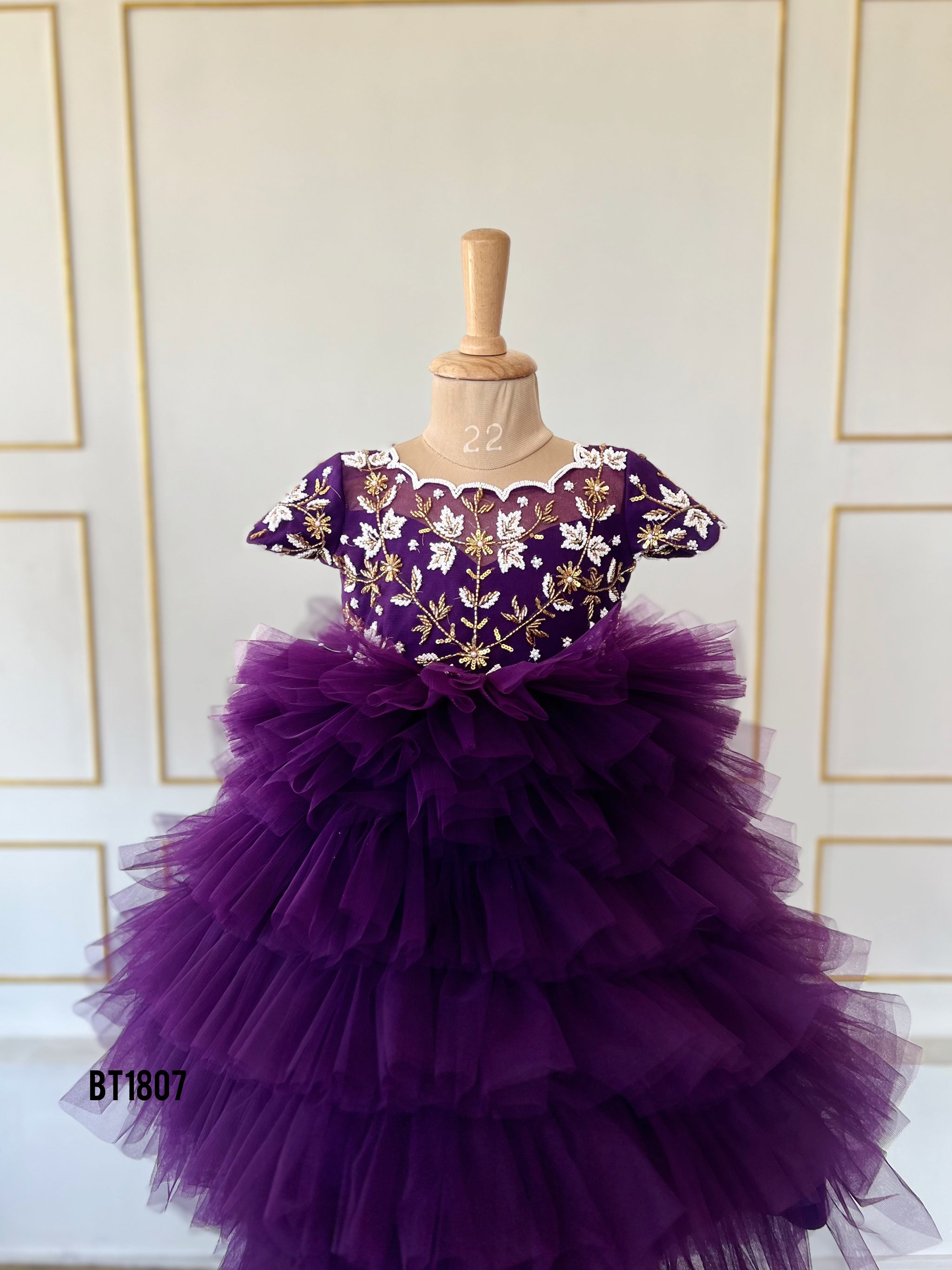 BT1807 Twilight Twirl: Royal Purple Tulle Princess Dress