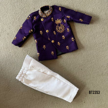 Load image into Gallery viewer, Bt2353 Royal Purple Embroidered Prince Coat Set – Boys Birthday &amp; Wedding Outfit
