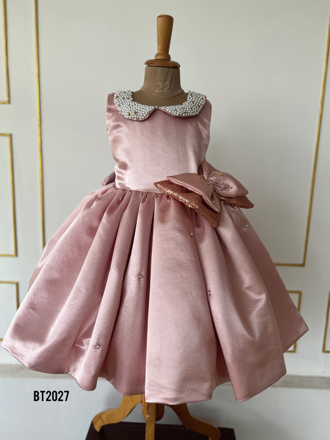 BT2027 Princess Pearl Blush Dress for Little Queens 👑💕