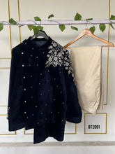 Load image into Gallery viewer, BT2091 Midnight Elegance Navy Velvet Set for Dad and Son – Embody Sophistication 🌙
