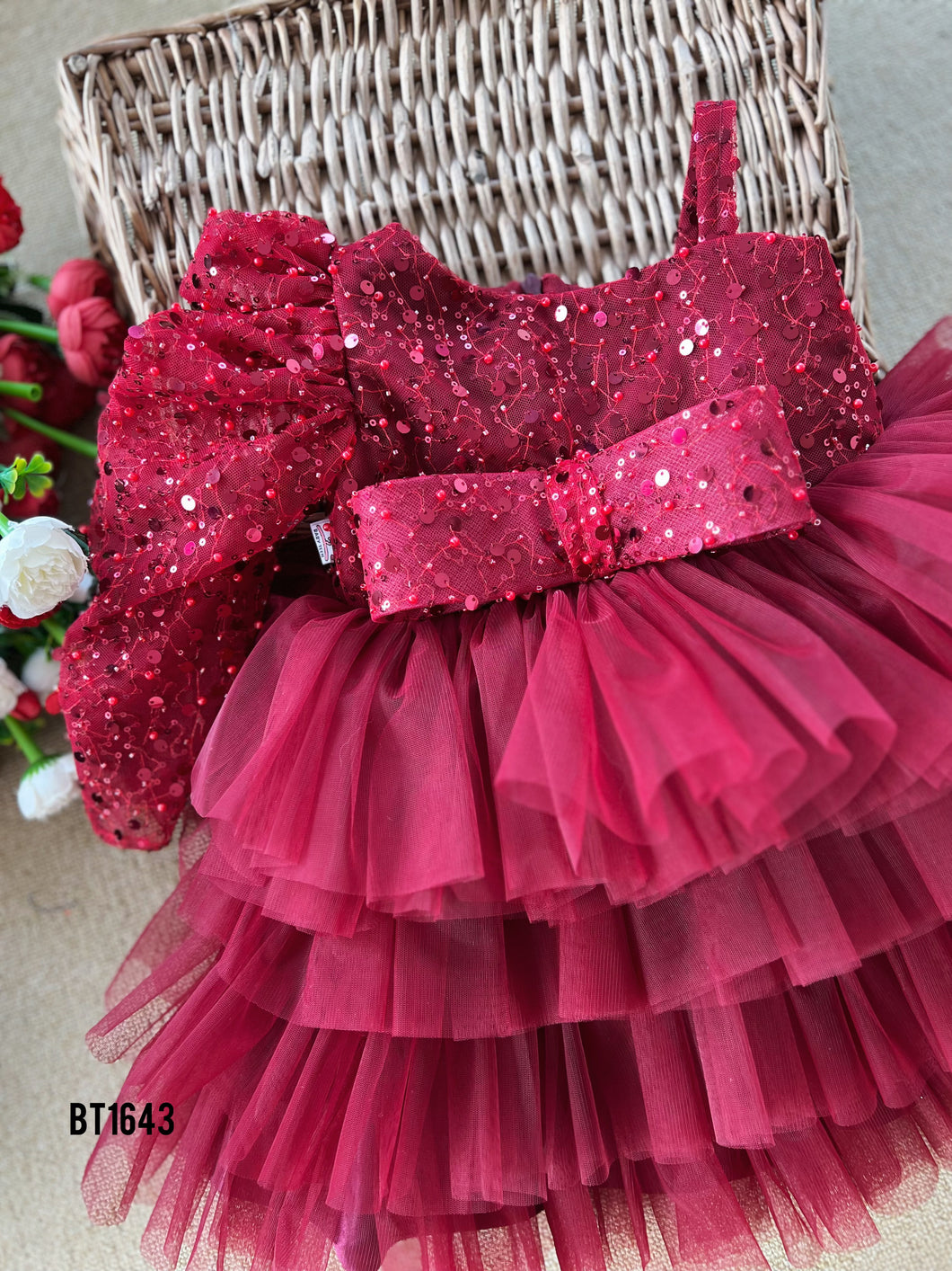 BT1643 Ruby Ruffles - A Sparkle of Joy Party Dress