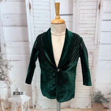 Load image into Gallery viewer, BT2631 Emerald Velvet Party Blazer for Baby Boy | Luxury Birthday &amp; Wedding Outfit
