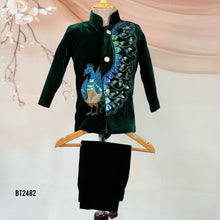 Load image into Gallery viewer, 🦚 BT2482 Peacock Majesty Baby Boy Velvet Jodhpuri Suit
