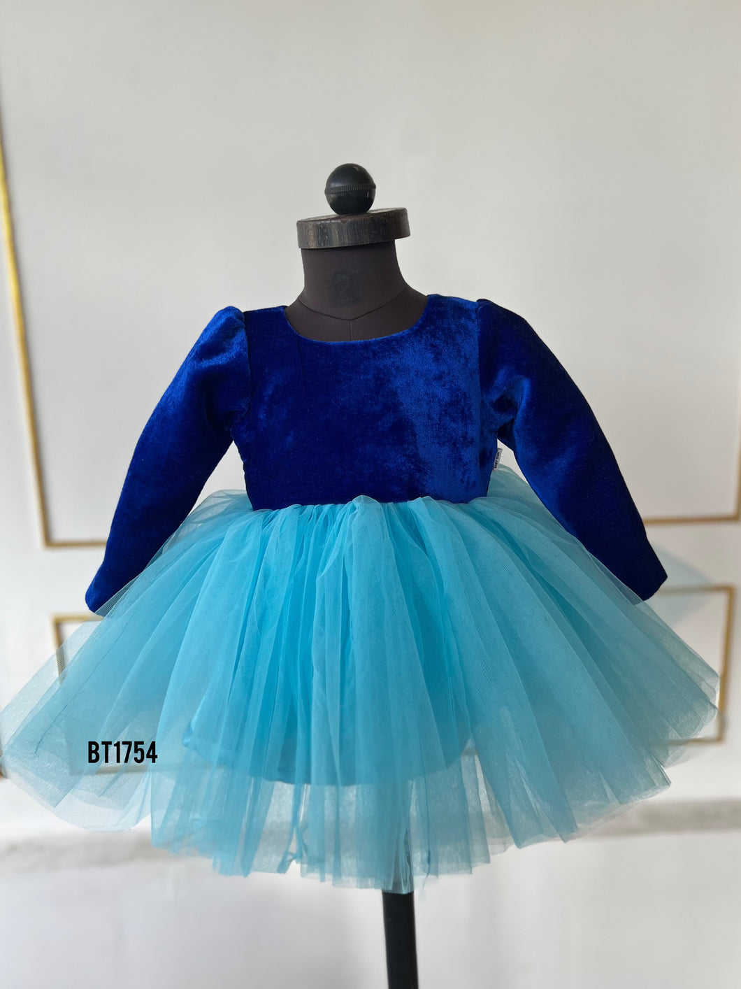 BT1754 Royal Velvet & Whisper Tulle Dress for Tiny Fashionistas