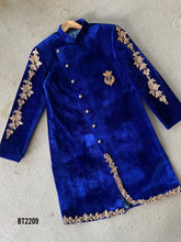 Load image into Gallery viewer, BT2209  Majestic Blue Velvet Stylish Boys Party Wear Blazer – Elegant &amp; Trendy   ✨👑
