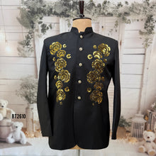 Load image into Gallery viewer, BT2610 Black Indo Western for Boys with Gold Hand Embroidery | Luxury Birthday Wedding Party Wear Outfit
