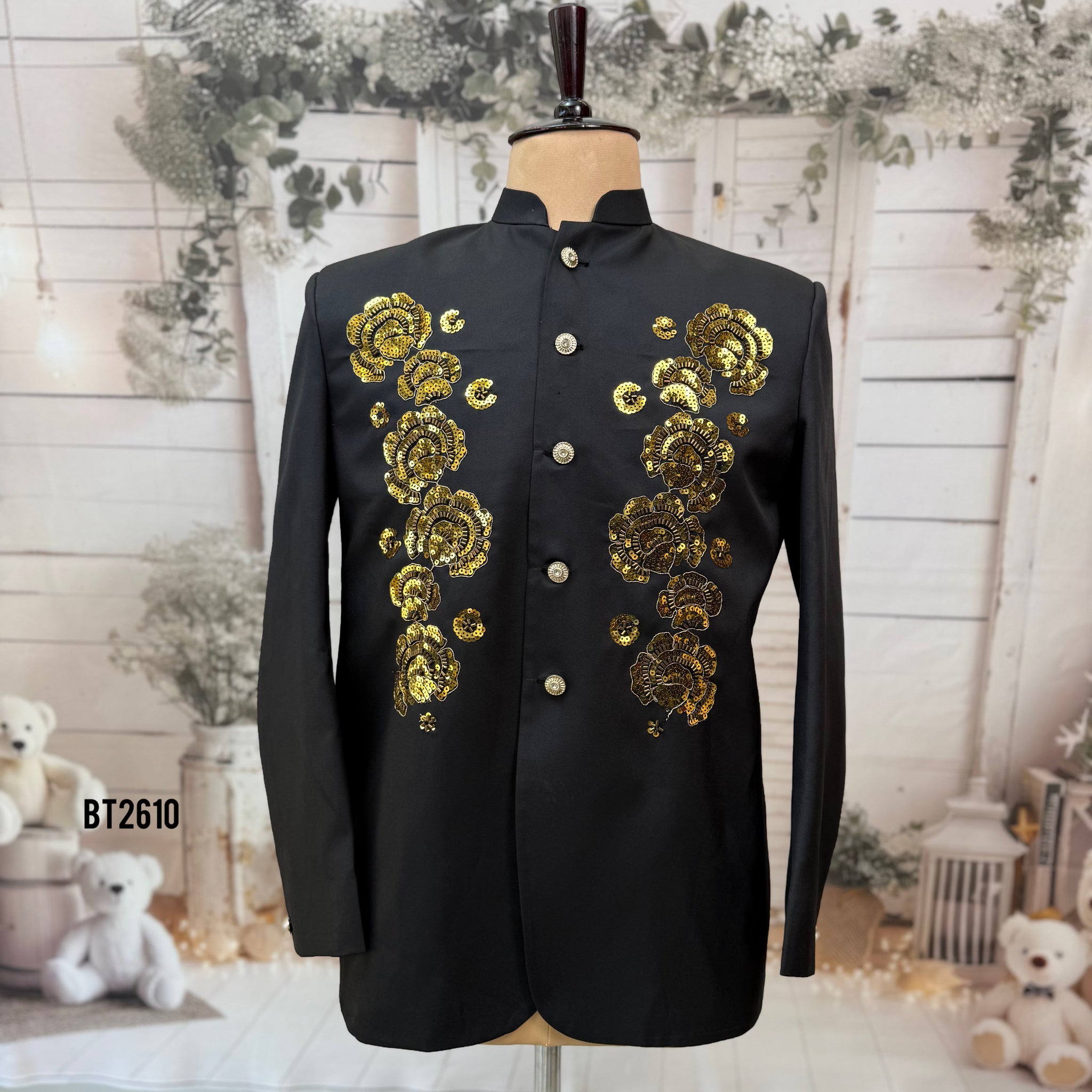 BT2610 Black Indo Western for Boys | Kids Wedding Dress