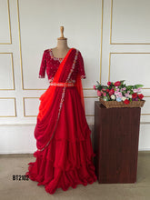 Load image into Gallery viewer, BT2102  Elegant Red-Orange Lehenga for Radiant Moms 🌹✨
