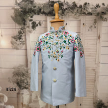 Load image into Gallery viewer, BT2618 Sky Blue Floral Embroidery Jhodpuri for Boys | Luxury Birthday Wedding Party Wear Outfit
