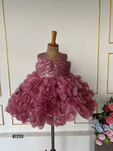 Load image into Gallery viewer, BT2113 Glamorous Rose Pink Bloom Dress with Sparkling Bow 🌹✨

