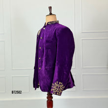 Load image into Gallery viewer, BT2502 Royal Purple Velvet Embroidered Blazer Set for Dad | Luxury Party &amp; Wedding Outfit
