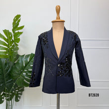 Load image into Gallery viewer, BT2639 Midnight Blue Embellished Baby Boy Blazer for Birthday &amp; Party Wear
