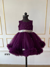 Load image into Gallery viewer, BT1679 Enchanted Amethyst: A Sparkling Purple Party Dress for Your Little Gem
