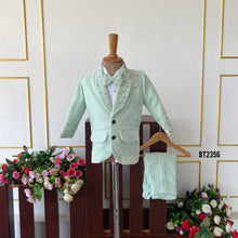 Load image into Gallery viewer, Bt2356 Mint Green Boys Party Wear Blazer Suit with Bow Tie – Birthday &amp; Reception Outfit
