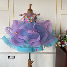 Load image into Gallery viewer, BT2124 🌈 Whirl of Colors: Mesmerizing Floral Dress for Radiant Little Ones 🌈
