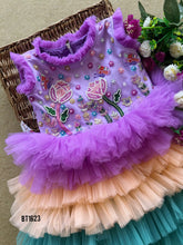 Load image into Gallery viewer, BT1623 Hand Embroidered Flower Theme Birthday Party Frock For Baby Girls
