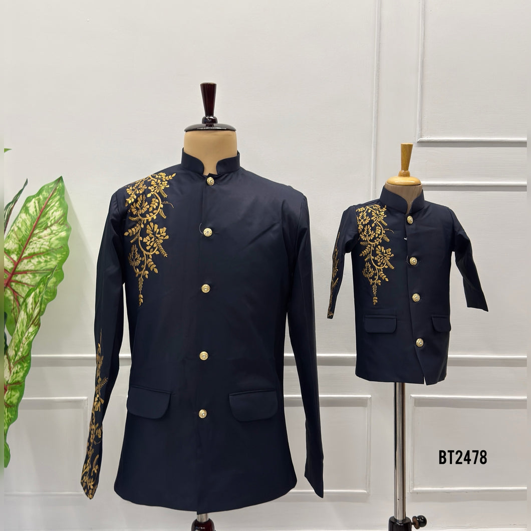 💙 BT2478 Royal Midnight Dad & Son Jodhpuri Combo