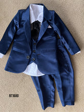Load image into Gallery viewer, BT1680 Blue Full Balzer Set With Waist Coat For Boys
