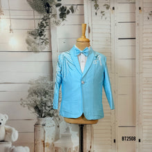 Load image into Gallery viewer, BT2508 Sky Blue Embroidered Baby Boy Blazer with Bow Tie
