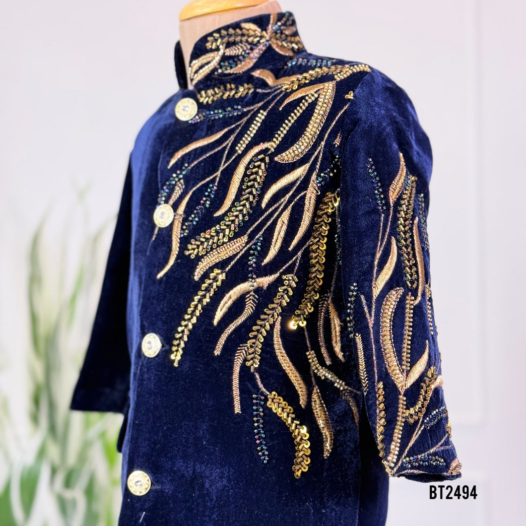 💫 BT2494 Midnight Luxe Baby Boy Velvet Jodhpuri Suit