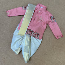 Load image into Gallery viewer, BT2665 Pink Elephant Embroidery Kurta Dhoti Set for Baby Boy | Luxury Birthday &amp; Traditional Outfit
