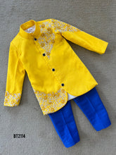 Load image into Gallery viewer, BT2114 Little Royal Radiance 🌟  Sunshine Boys Party Wear Kurta Set for Festive Moments! 🌞💙

