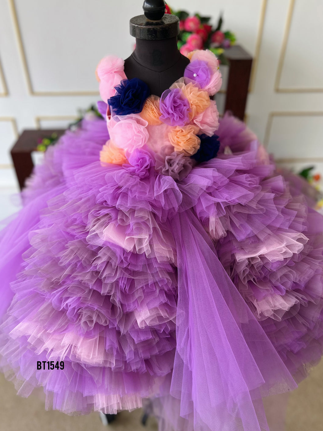 BT1549 Luxury Birthday Party Wear With Flowers