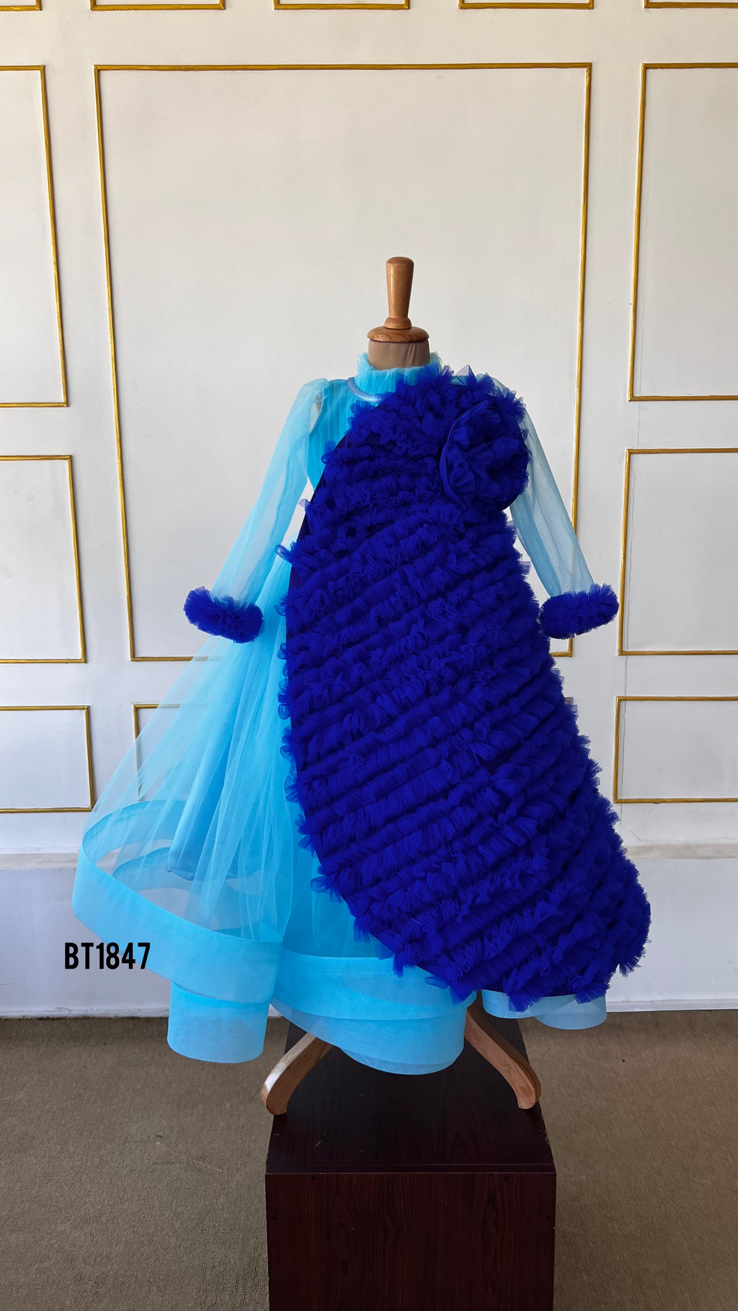 BT1847 Azure Blossom  Tulle Party Dress for Little Princesses