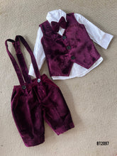 Load image into Gallery viewer, BT2097 🎩 Dapper Delight: Burgundy Boys Party Wear Set for Your Little Gentleman 🎩
