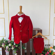 Load image into Gallery viewer, BT2276  Little Prince in Red – Luxe Velvet Tux for Dapper Celebrations! 🎩🔥
